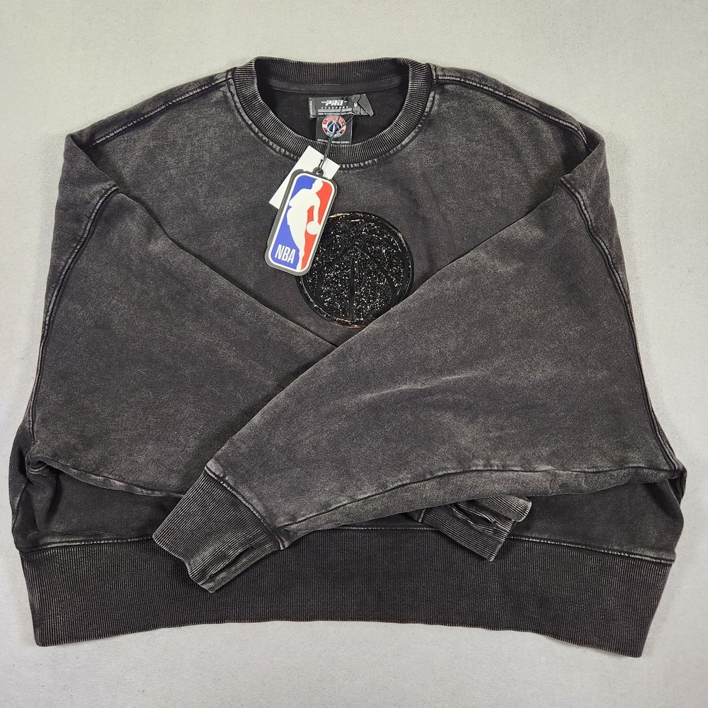 Pro Standard Woman's Washington Wizards Black Crystalline Crew Cropped Med NWT